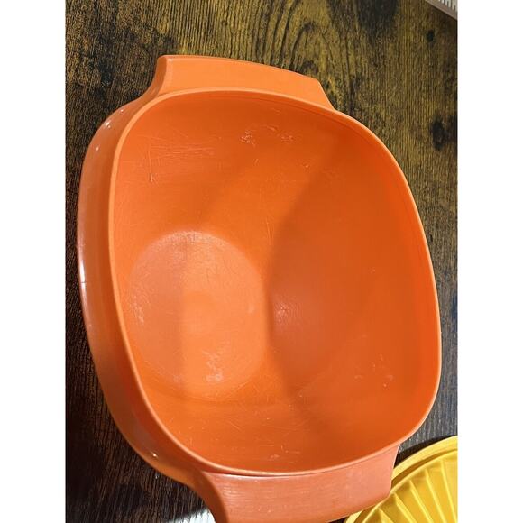 Tupperware Orange Tangerine Servalier Bowl LOT with Lids 838-16 & 840-6 - Picture 16 of 16
